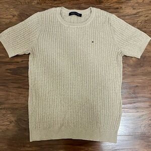 Tommy Hilfiger Tan Cable Knit Sweater Shirt